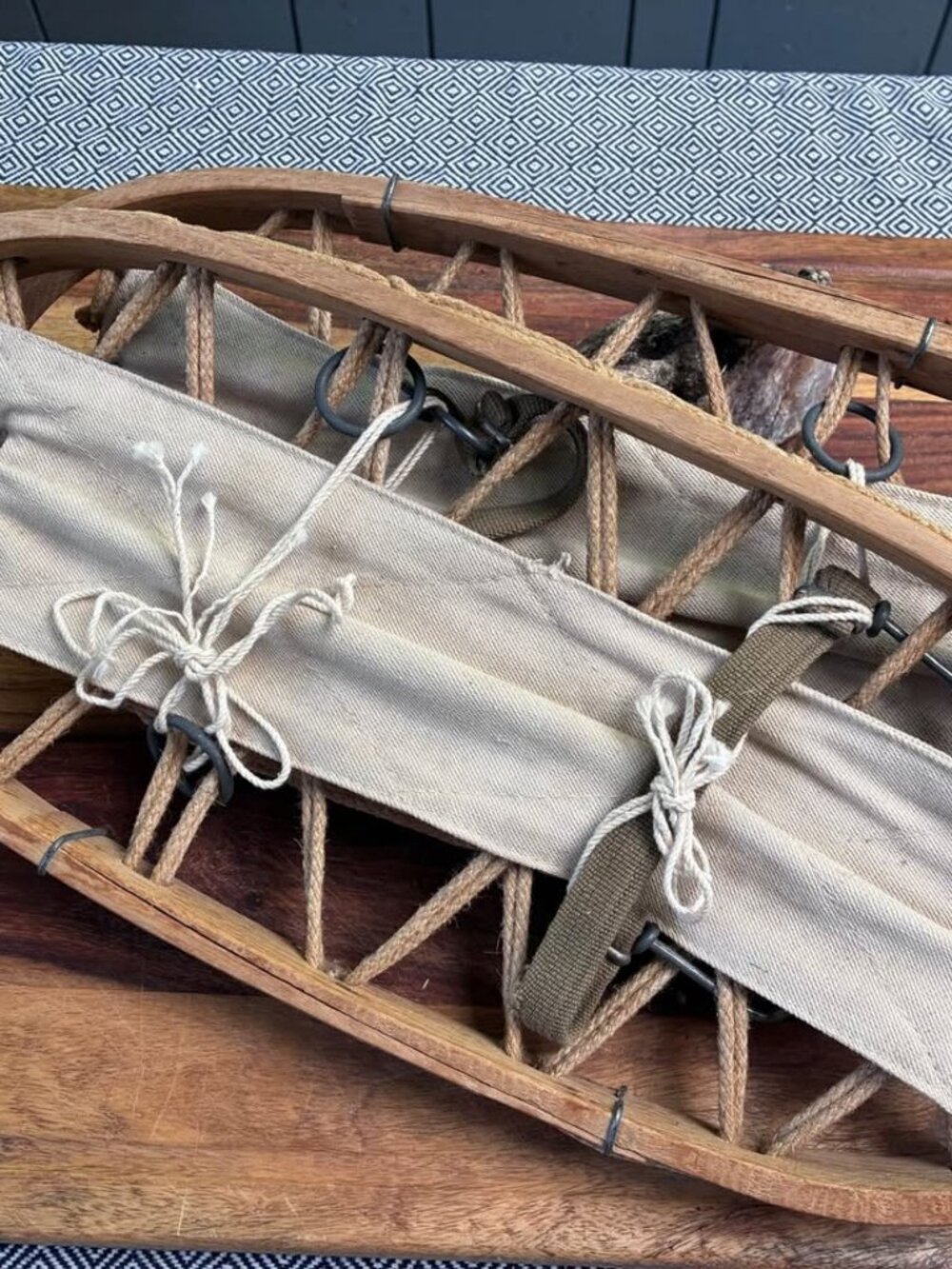 WW2 Military Bear Paw Style Snowshoes Fire Hose/Canvas Type
